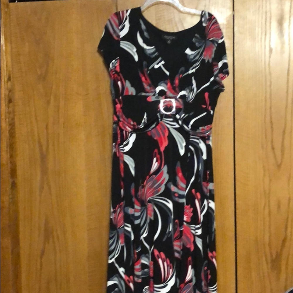 Multi color dress, red-black-grey-pink-white